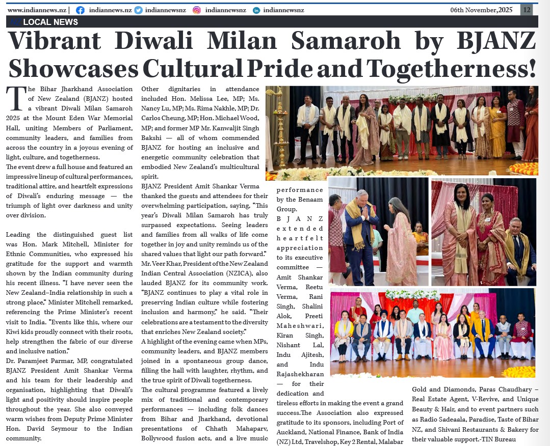 BJANZ Diwali Milan in The Indian News